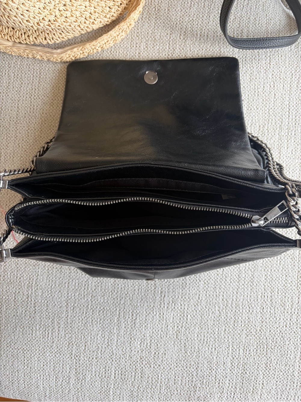 Zara Black Quilted-Look Shoulder Bag with Chain Strap - Picture 4 of 4